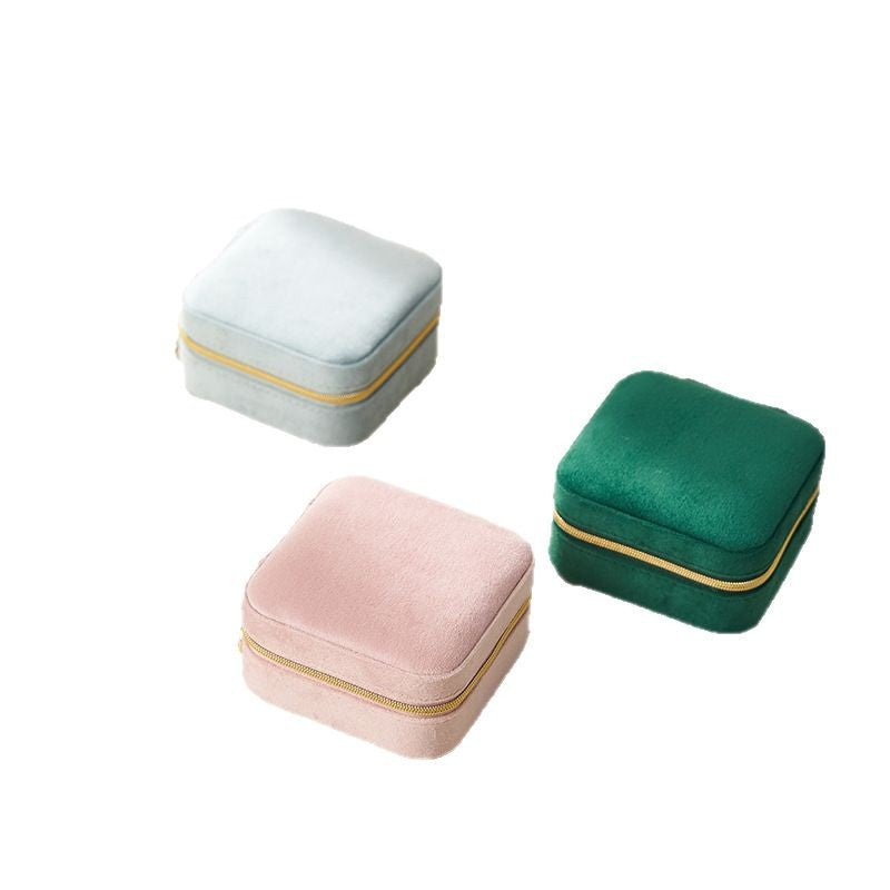 Velvet Jewelry Storage Box with Mirror
