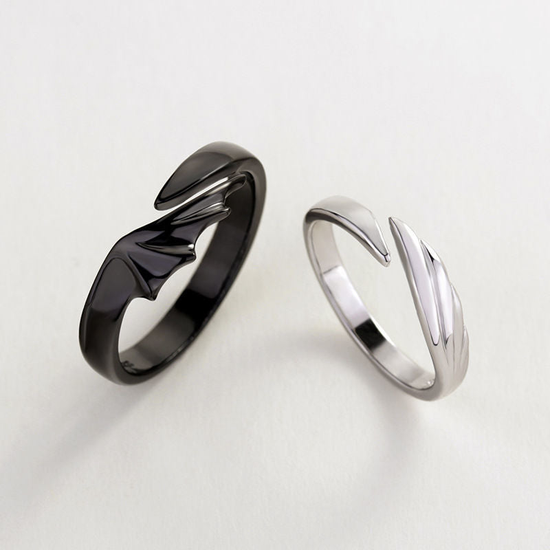 Devil Angel Couple Open Ring Set