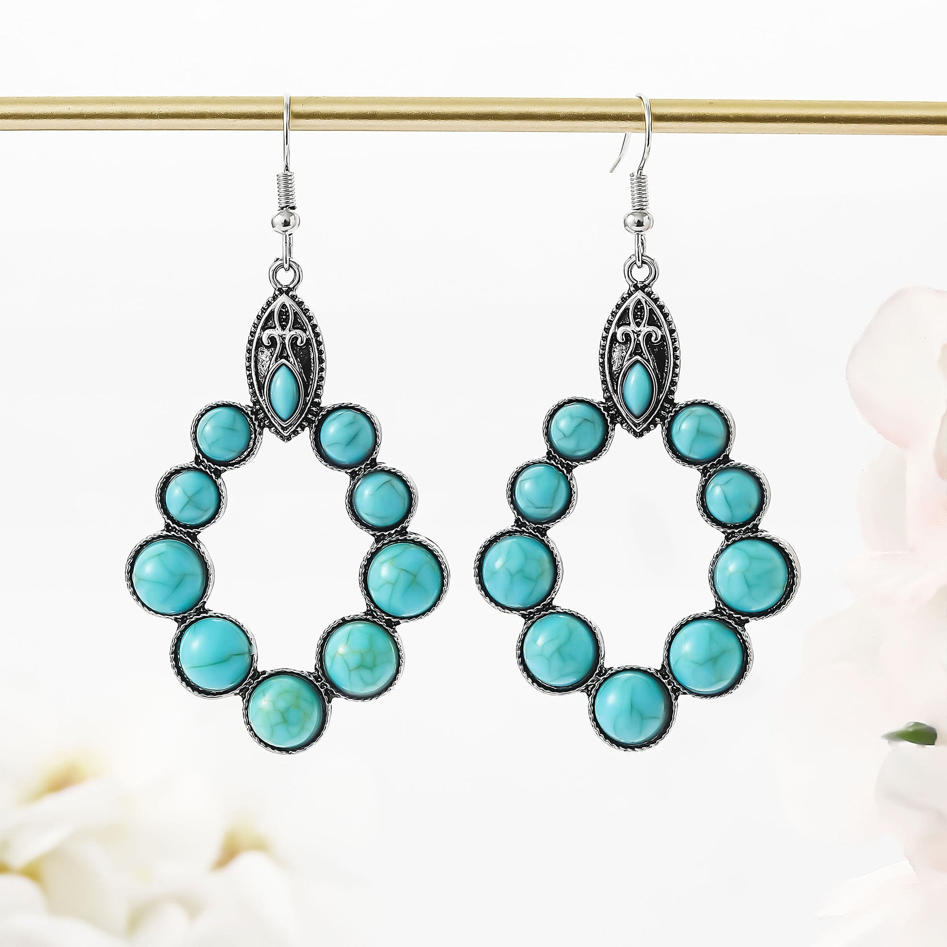 Vintage oval turquoise teardrop earrings