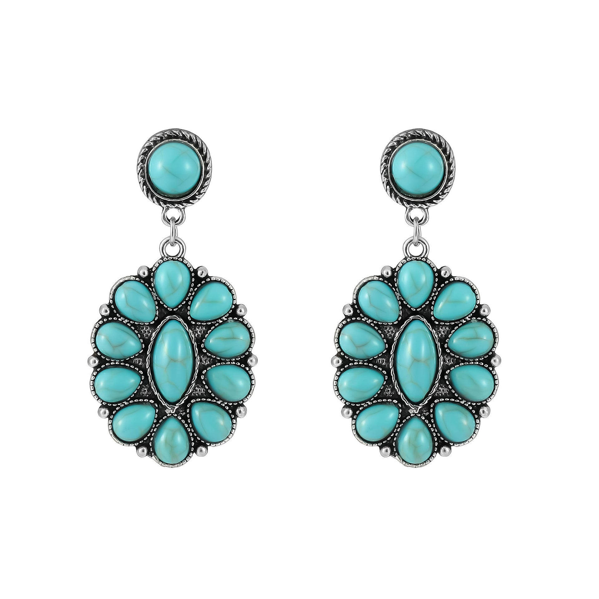 Vintage oval turquoise teardrop earrings