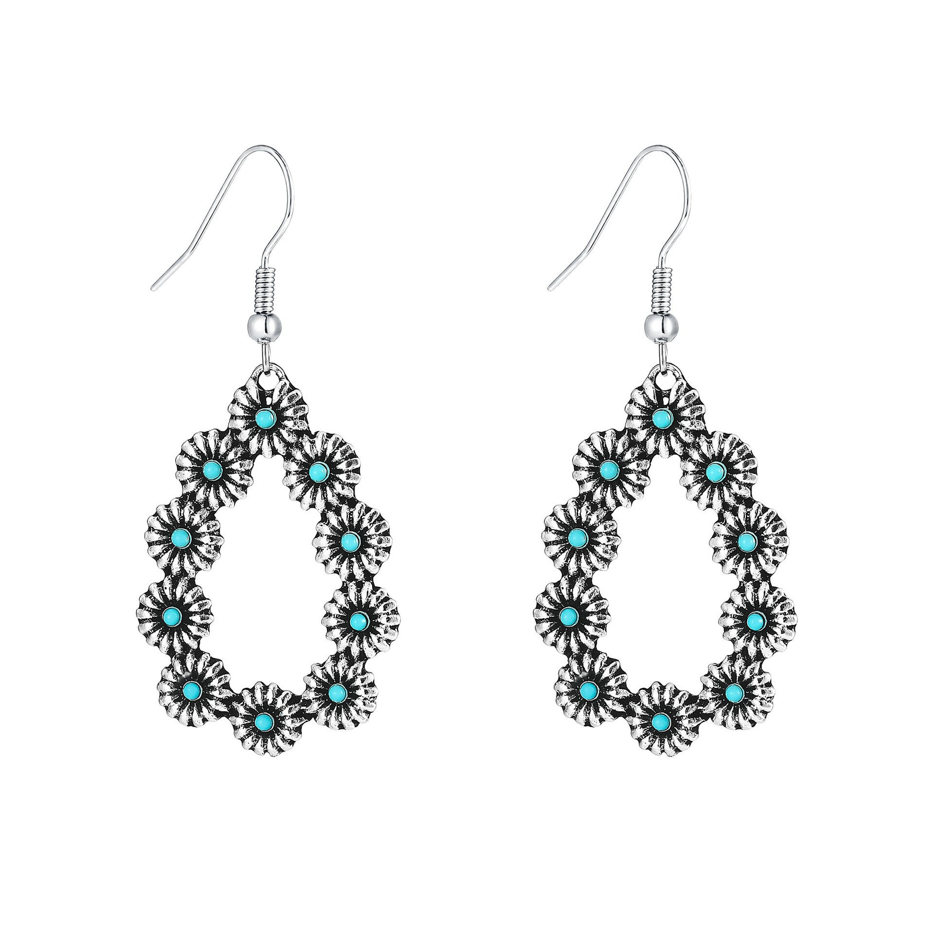 Vintage oval turquoise teardrop earrings