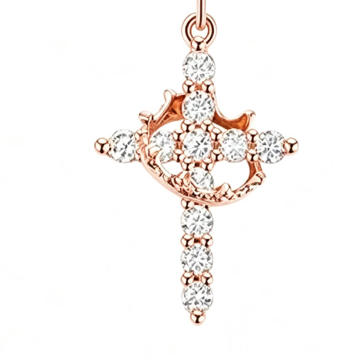 Women's Rotating Cross Crown Pendant Necklace