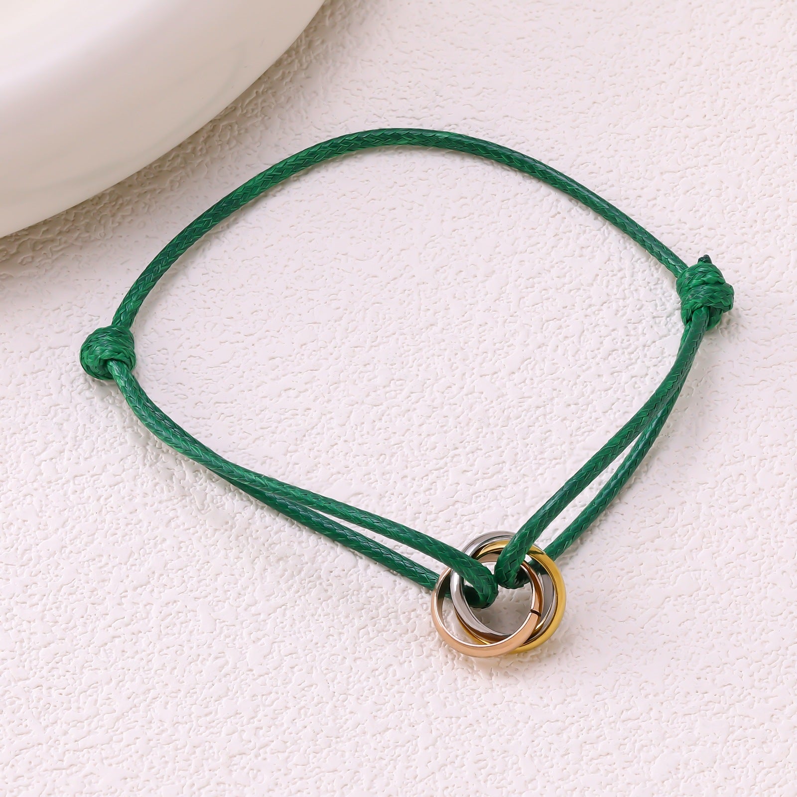 Adjustable Three Ring Woven Bracelet