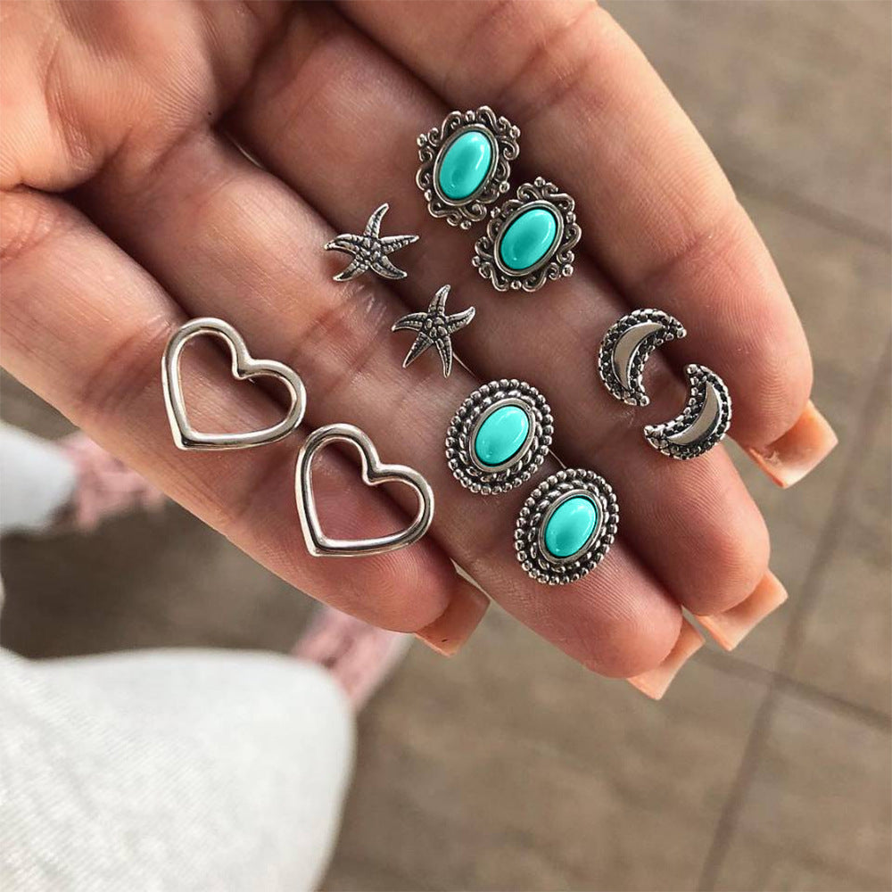 Vintage oval turquoise teardrop earrings