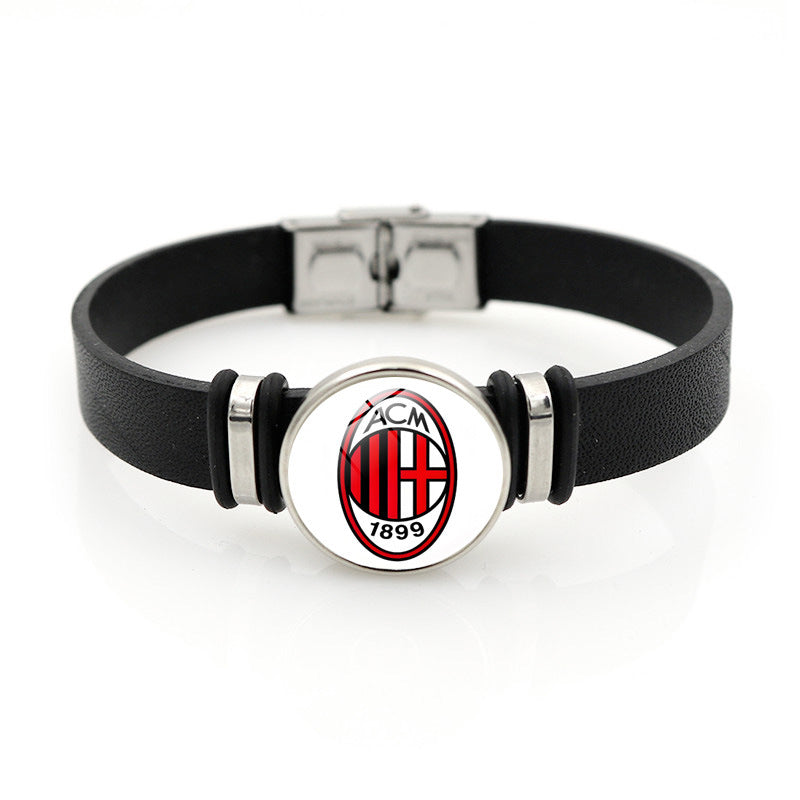 Football Club Snap Bracelet with Crystal Design