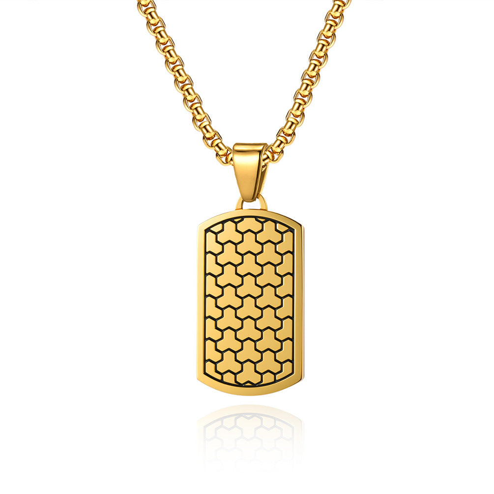 Military Style Football Texture Steel Pendant Necklace