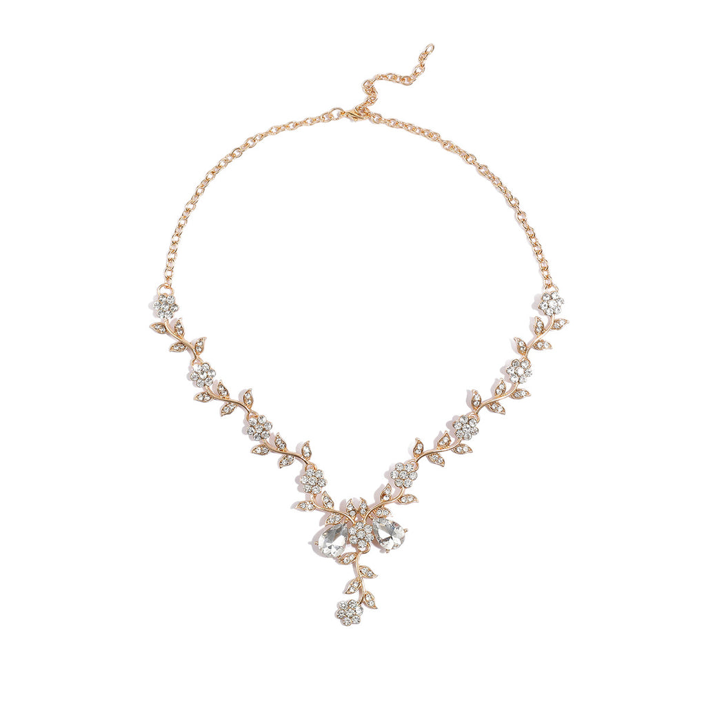 Rhinestone Necklace and Earrings Set