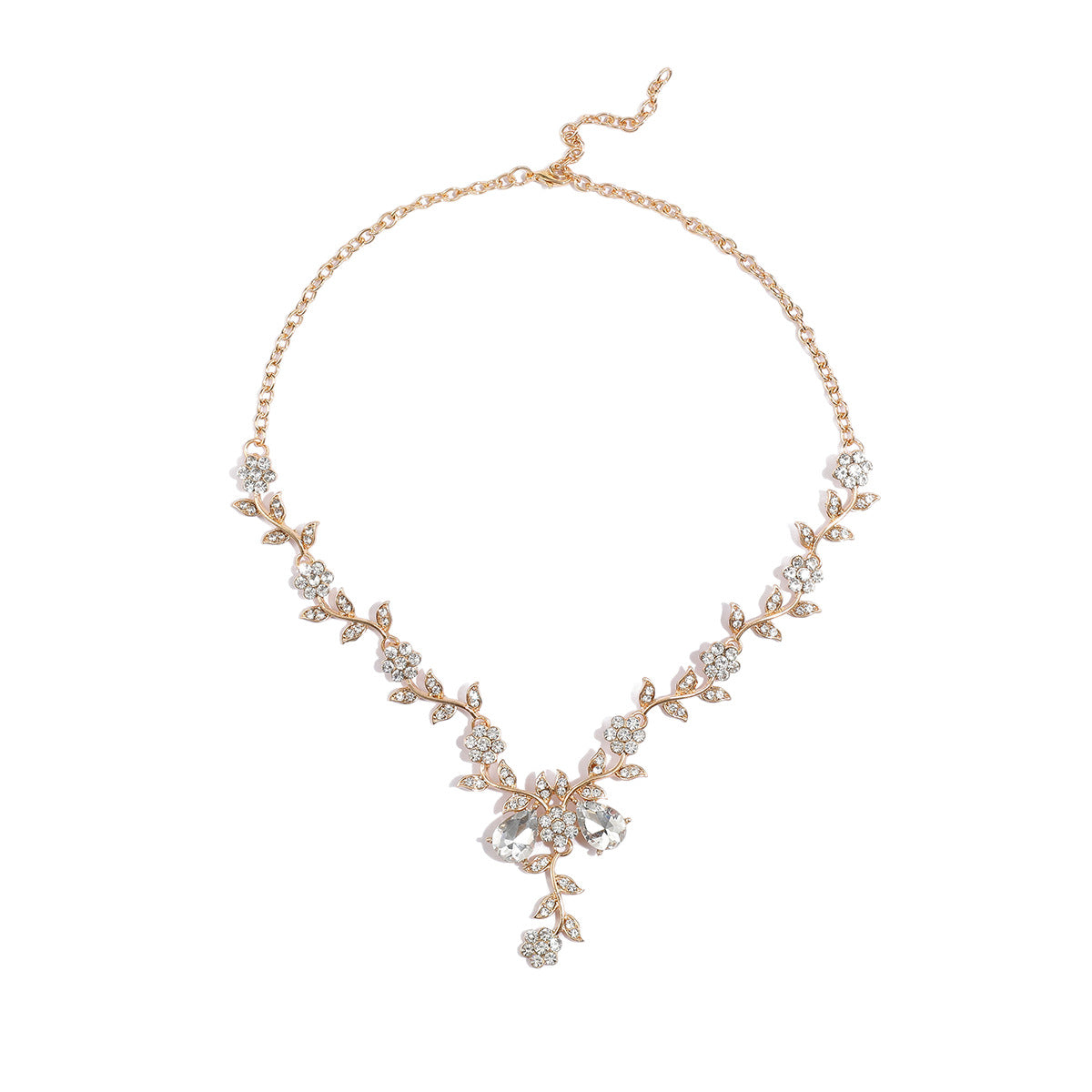 Rhinestone Necklace and Earrings Set